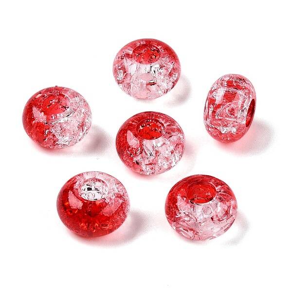 Two Tone Transparent Crackle Acrylic European Beads