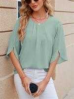 Women's Round Neck Blouse, Casua Top for Daily Wear, Ladies Clothes for All Seasons