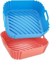 2 Pack Air Fryer Silicone Liners Square Round for 4-10 QT Air Fryer,Reusable Pot Oven Baking Tray, Cooking Basket Mat Accesso...
