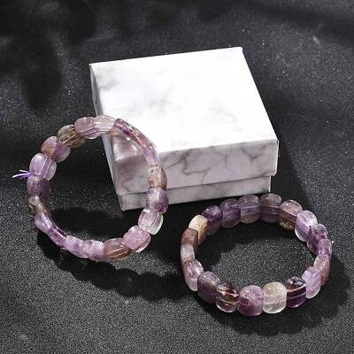 Natural Amethyst Beaded Stretch Bracelets for Women Men