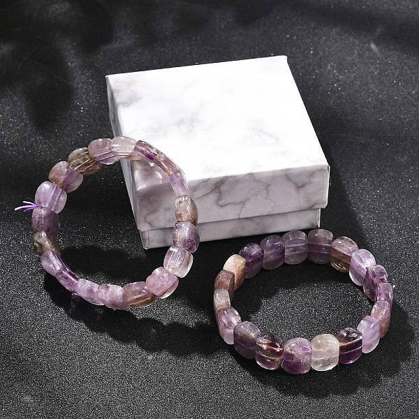 Natural Amethyst Beaded Stretch Bracelets for Women Men