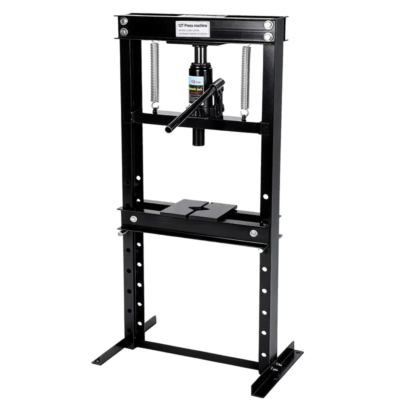 Garvee 12 Ton H-Frame Hydraulic Shop Press, Garage Floor Press with Adjustable Height (3.54 to 24.8), Stamping Plates, Buil...