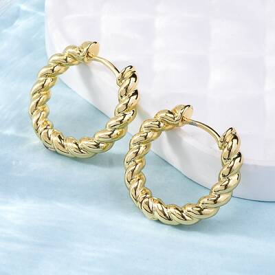 Brass Huggie Hoop Earrings