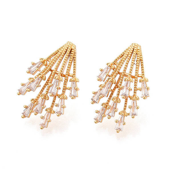 Claw-Shaped Brass Micro Pave Clear Cubic Zirconia Stud Earrings