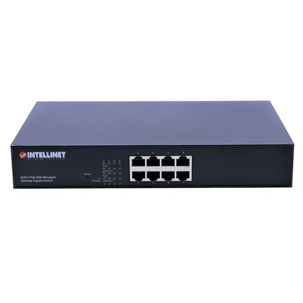 560542 Intellinet 8-Ports PoE+ RJ-45 Gigabit Etehrnet Layer Supported 2 Web-Managed Switch