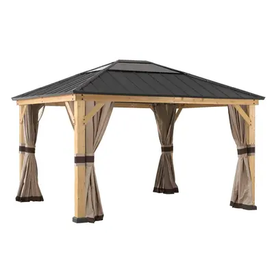 SUNJOY Replacement Curtains and Mosquito Netting for 11 ft. ×13 ft. Wood-Framed Gazebos