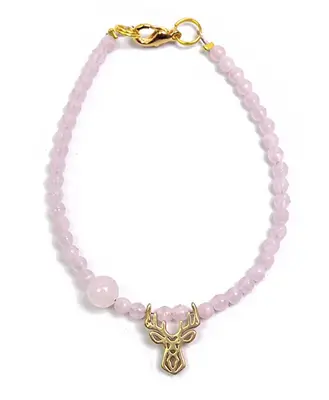 Deers Mini Bracciale Con Perline Rosa Chiaro E Quarzo Rosa
