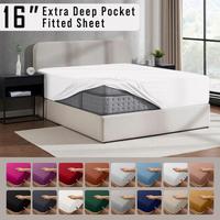 [SUMMER GIFT] Imperial Homeware Fitted Sheet - 16 Inch Deep Pocket Fitted Bed Sheets Soft Microfiber Shrink and Fade Resistan...