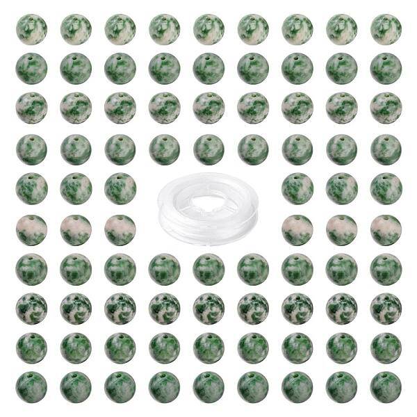 100Pcs 8mm Natural Green Spot Jasper Round Beads