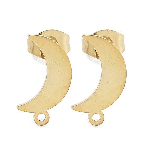 Moon Ion Plating(IP) 304 Stainless Steel Stud Earring Findings