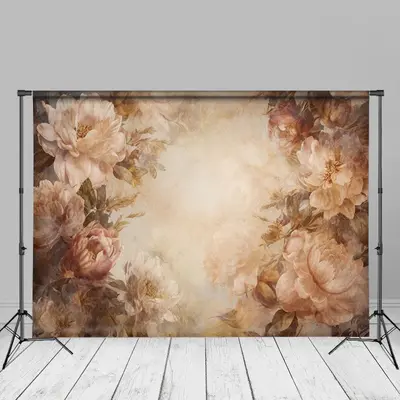 Fine Art Romantic Floral Beige Abstaract Backdrop - Aperturee