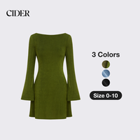 Cider [3 colors, size 0-10] Boat Neck Solid Backless Mini Dress