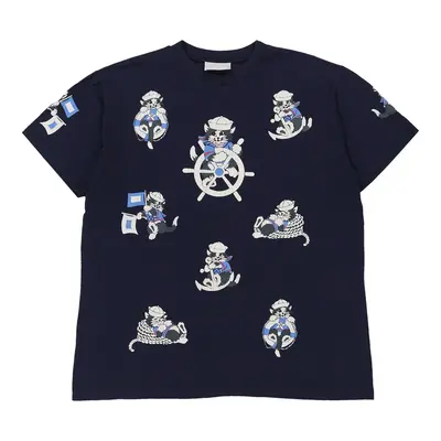 Single Stitch  Spumoni Graphic T-Shirt - Large Navy Cotton