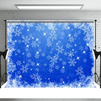Shiny Winter Snowflake Dark Blue Christmas Backdrop - Aperturee