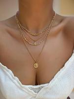 Women's Punk Chain Necklace for Girlfriend, Rhinestone & Sun Portrait Decor Pendant Matching Necklace, Punk Grunge Jewelry As...
