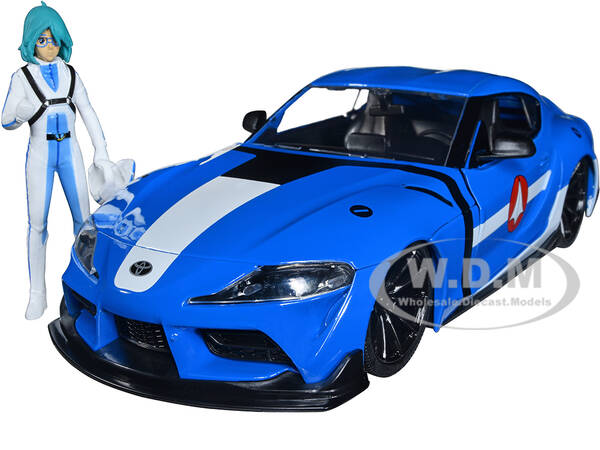 2020 Toyota Supra Blue with Graphics and Max Sterling Diecast Figurine \