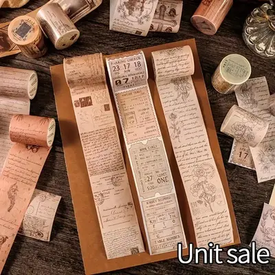 Random Color Vintage Pattern Tape, 1 Roll Decorative Masking Tape, Creative Handbook Decorative Tape For DIY