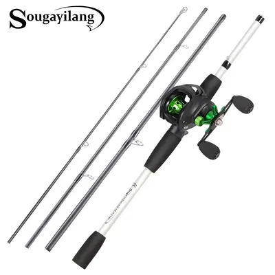 Sougayilang Fishing Rod & Reel Combo, 1 Set 6.5FT 4-10LB Portable Travel Fishing Rod with Baitcasting Fishing Reel Set for Ba...