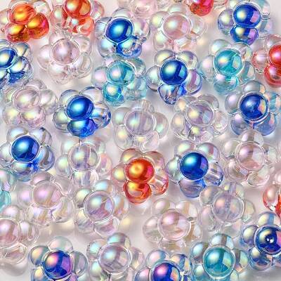 UV Plating Rainbow Iridescent Transparent Acrylic Beads
