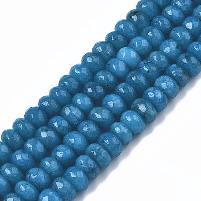 Faceted Rondelle Dyed Natural White Jade Bead Strands