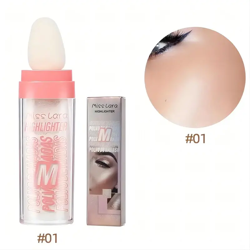 Glitter Highlighter Powder for Face & Body, Shimmering Pearly Face Highlighting Stick, Natural High Gloss Make Up Stick for G...