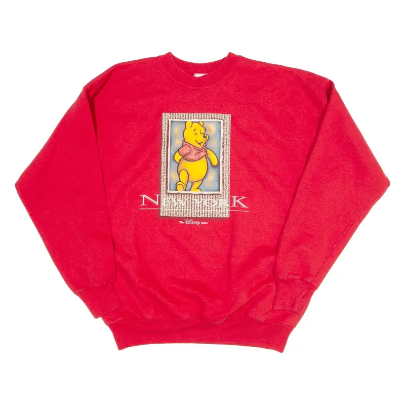 DISNEY Winnie The Pooh Womens Sweatshirt Red USA L