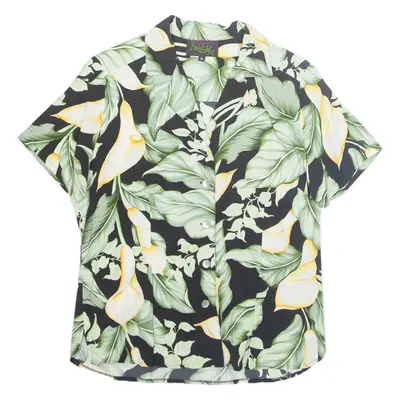 KAUDIANA Womens Printed Blouse Green Collared Floral S