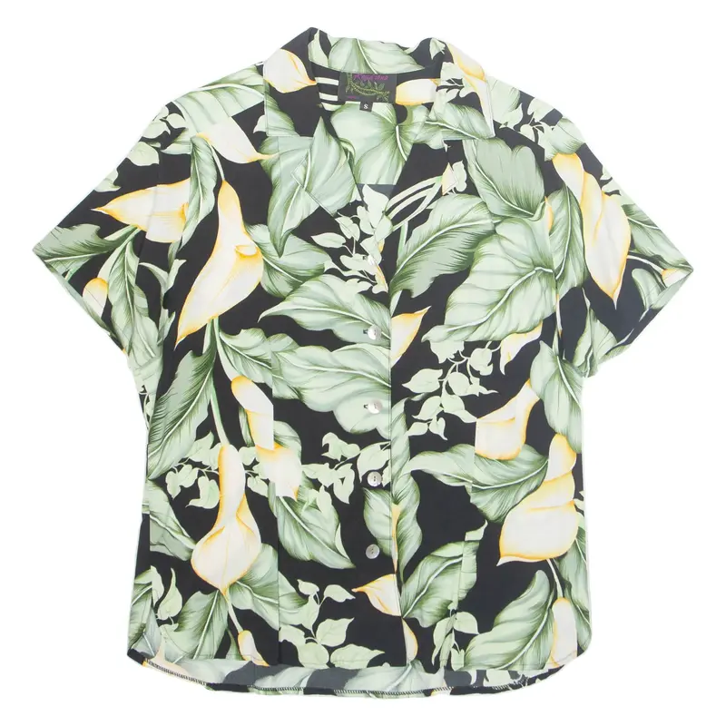 KAUDIANA Womens Printed Blouse Green Collared Floral S