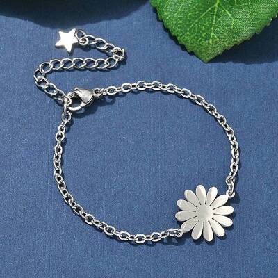 304 Stainless Steel Daisy Link Bracelets