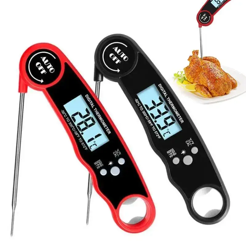 Digital Instant Read Meat Thermometer, 1 Count Auto-rotating Backlit Display Meat Thermometer, Kitchen Thermometer for Grill ...