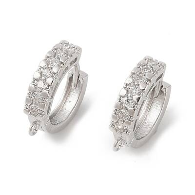 Brass with Cubic Zirconia Hoop Earrings Finding