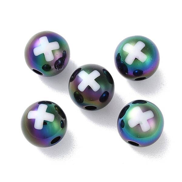 UV Plating Rainbow Iridescent Acrylic Beads