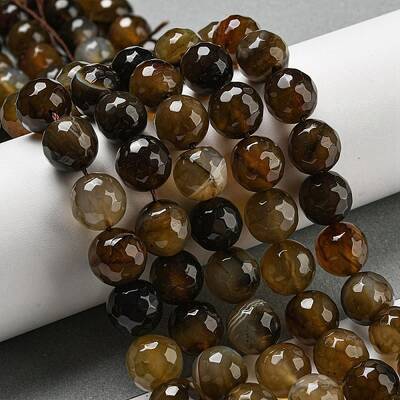 Faceted Natural Banded Agate Beads Strands