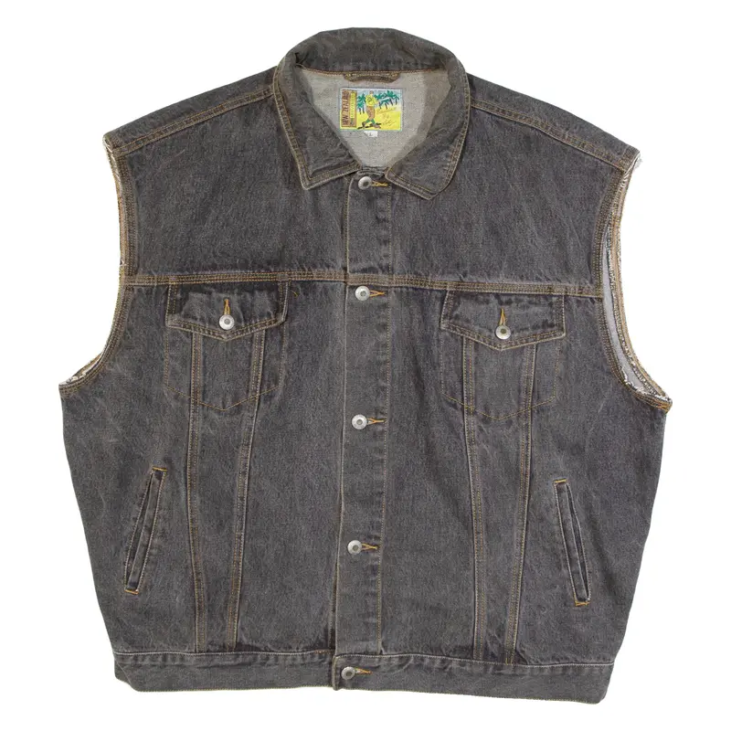 BASEBALL BY ECT Mens Denim Waistcoat Black 90s L