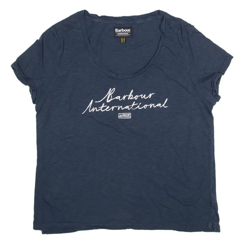 BARBOUR Womens T-Shirt Blue UK 14