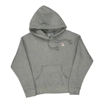 Reverse Weave Champion Hoodie - Small Grey Cotton Blend