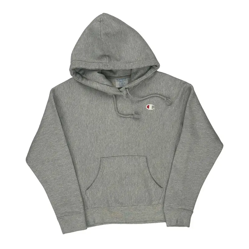 Reverse Weave Champion Hoodie - Small Grey Cotton Blend