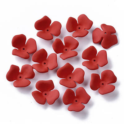 3-Petal Spray Painted Acrylic Bead Caps