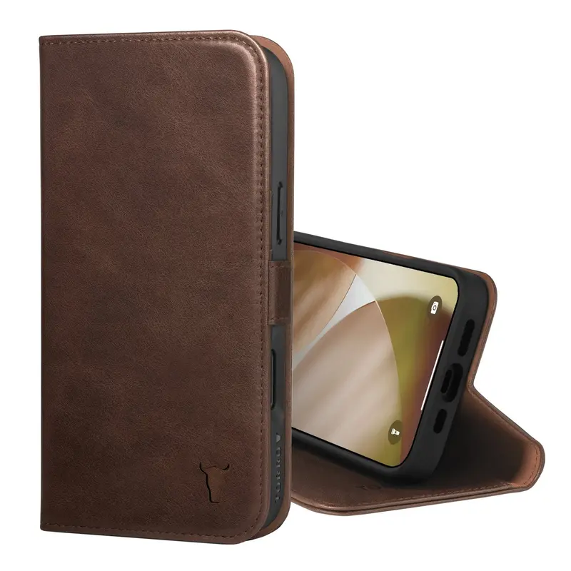 Apple iPhone 17 Leather Wallet Case (with MagSafe Charging) - Dark Brown