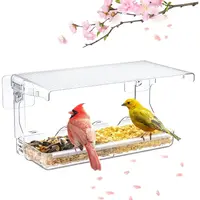Window Bird Feeder for Outdoors, Clear Birds Feeders Window Mounted with Self-Adhesive Hooks, Outside Wild Bird Watching for ...