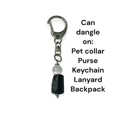 Tourmaline and Selenite Keychain, Protection