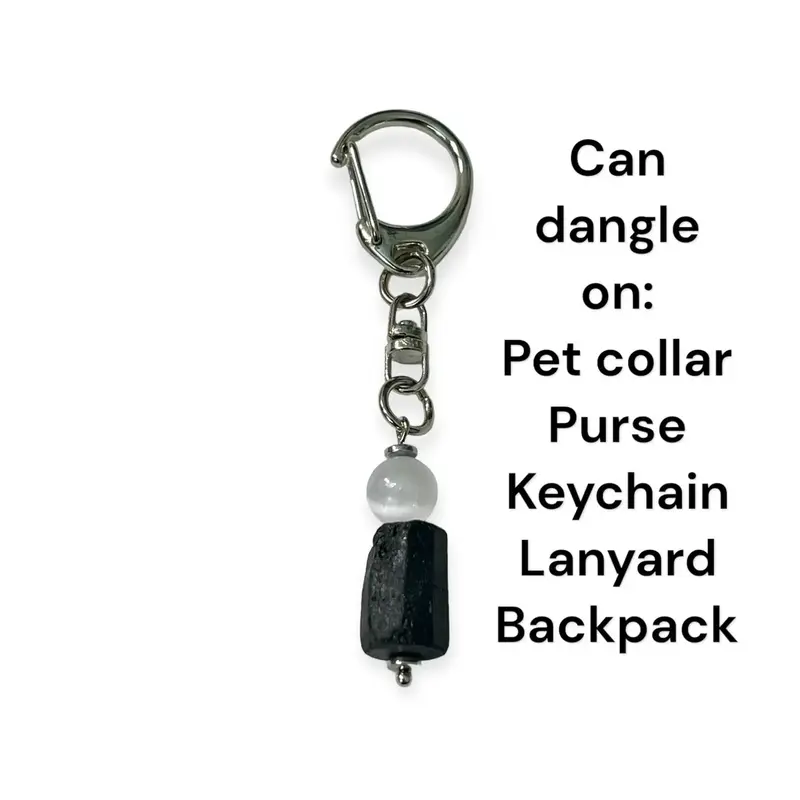Tourmaline and Selenite Keychain, Protection
