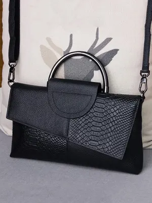 Women's Solid Color Crocodile Embossed Crossbody Bag, Large Shoulder Bag for Party, Trendy All-match Bag College Student, Whi...