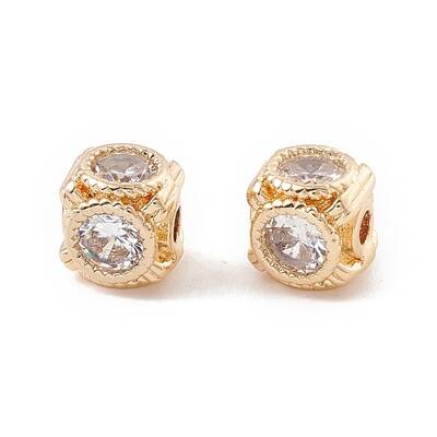 Cube Brass Cubic Zirconia Beads