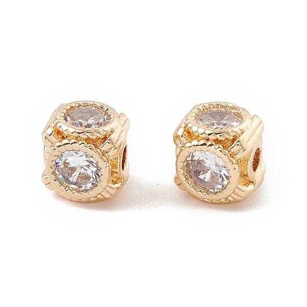 Cube Brass Cubic Zirconia Beads