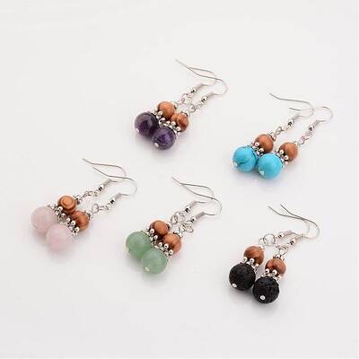 Natural or Synthetic Natural & Synthetic Mixed Stone Dangle Earrings