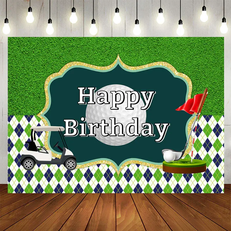 Aperturee Green Glitter Golf Course Birthday Backdrop