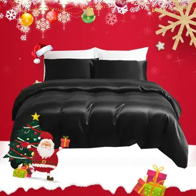 Cozy Bedroom Accessories Satin Duvet Cover Set for Bed Comforter, 3 Counts Modern Solid Color Soft Duvet Cover and Pillow Cas...