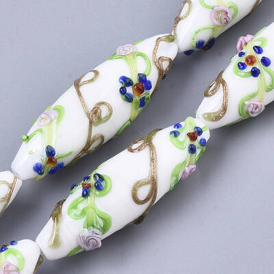 Handmade Gold Sand Lampwork Beads Strands