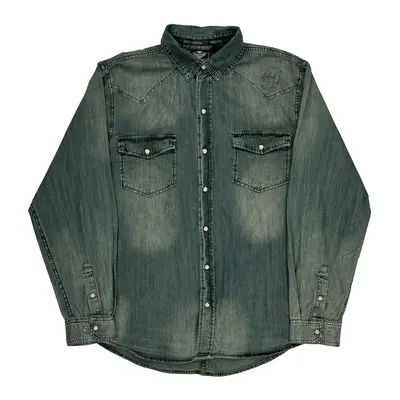 Harley Davidson Denim Shirt - Large Blue Cotton
